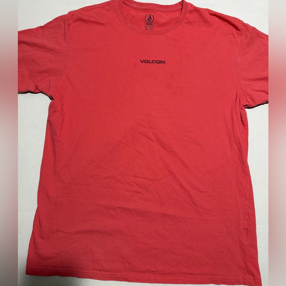 volcom sk8 salmon colored tee, embroidered logo, men's xxl‎ t-shirt #1431